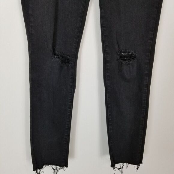 Judy Blue Women  Mid-Rise Destroyed Slim Fit  Jeans Size 25 Black Raw Hem - Picture 3 of 9